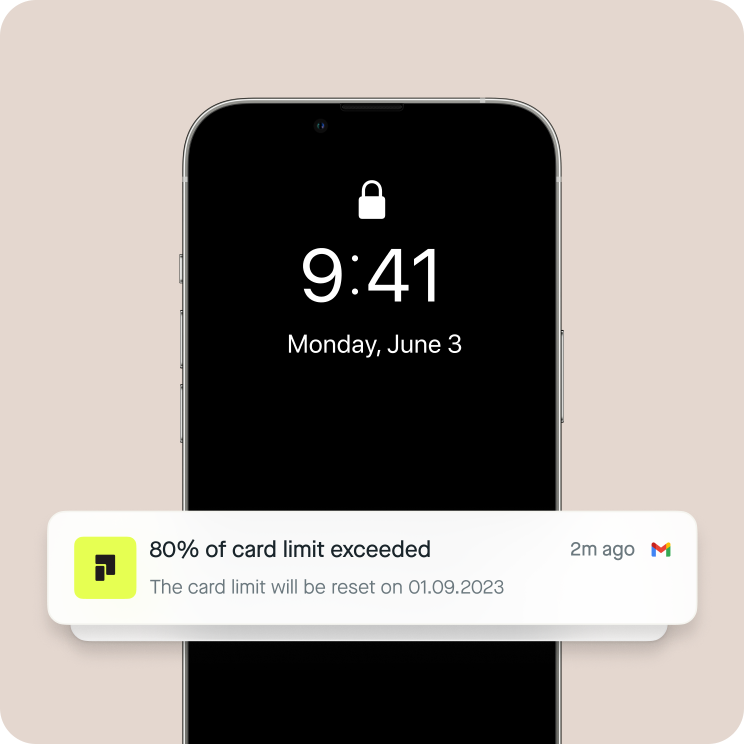 Pliant mobile app showing a notification "80% of card limit exceeded"